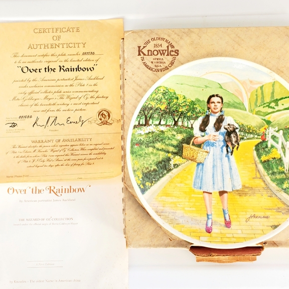 Wizard of Oz Knowles Plate 1977 Auckland Dorothy Over the Rainbow COA 8" 03753G - Picture 3 of 5